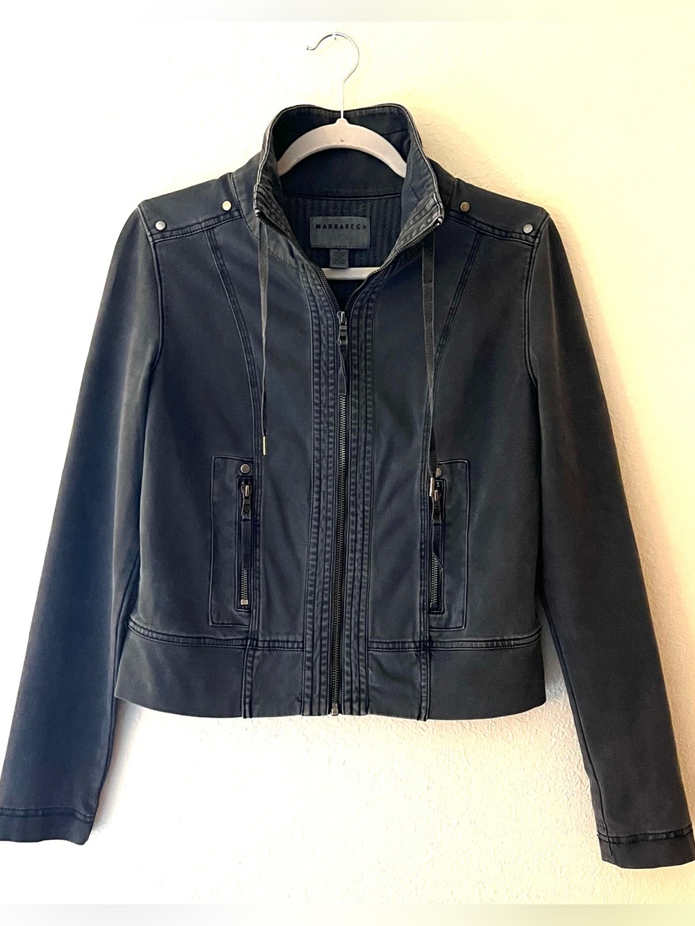 Marrakech for Anthropologie High Collar Zip Jacket in Gray Women’s Size Small